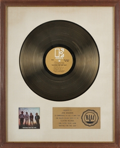 The Doors 1968 Waiting for the Sun RIAA White Linen Gold Record Award Presented to John Densmore
