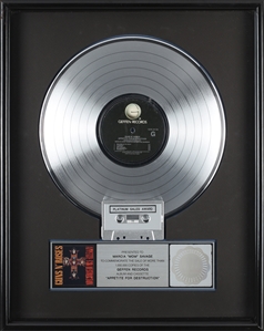 Guns N Roses 1987 Appetite for Destruction RIAA Platinum Sales Award Presented to Marcia Savage
