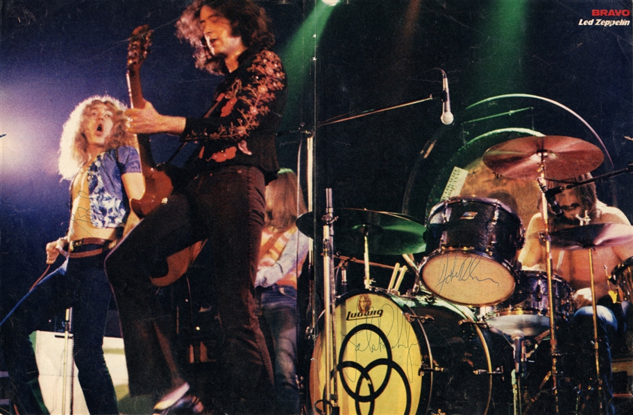 Led Zeppelin 1973 Fully Band Autographed German Bravo Magazine Centerfold w COA