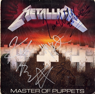 Metallica 1986 Master of Puppets Fully Band Autographed Album Cover w COA