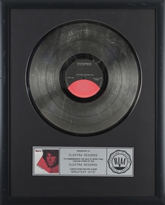 The Doors 1980 Greatest Hits RIAA Platinum Record Award Presented to Elektra Records