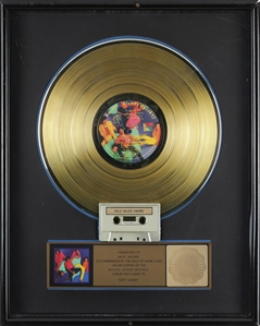 Rolling Stones 1986 Dirty Work RIAA Gold Sales Award Presented to Mick Jagger