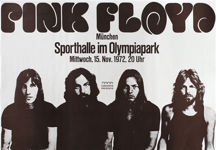 Pink Floyd 1972 Original Munich Germany Concert Poster With Misprinted Location