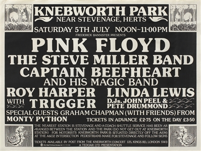 Pink Floyd 1975 Original Black & White Knebworth Festival U.K. Concert Poster