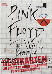 Pink Floyd 1981 Original The Wall Tour Dortmund Germany Rare Restkarten Concert Poster