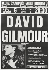 David Gilmour Pink Floyd 1984 About Face Brussels Concert Poster