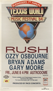 Rush 1984 Texxas World Music Festival Poster