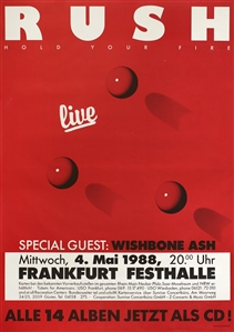Rush 1988 Hold Your Fire Frankfurt Concert Poster