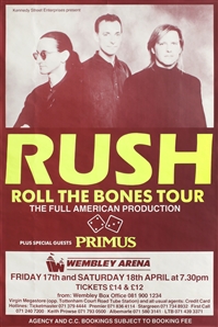 Rush 1992 Roll The Bones Wembley Oversized Subway Concert Poster