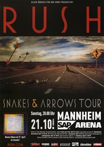 Rush 2007 Snakes & Arrows Mannheim Germany Concert Poster