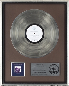 Van Halen 1981 Women And Children First RIAA Platinum Sales Award Presented To Charlie Lake