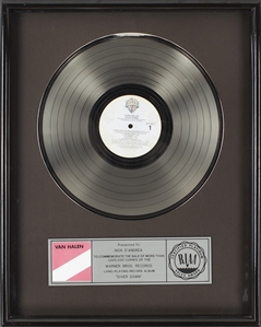 Van Halen 1982 Diver Down RIAA Platinum Award Presented To Nick DAndrea