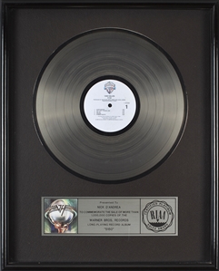Van Halen 1986 5150 RIAA Platinum Sales Award Presented To Nick DAndrea