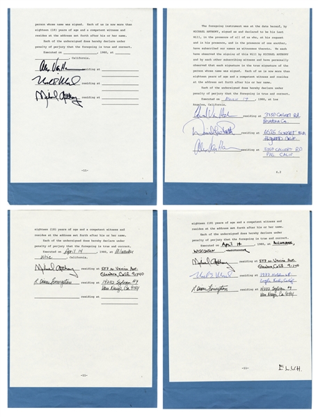 Van Halen 1980 Ultra-Rare Autographed Complete Set of Band Wills w COA
