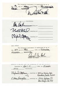 Van Halen 1980 Ultra-Rare Autographed Complete Set of Band Wills w COA