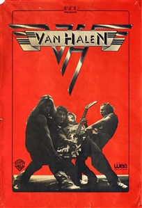 Van Halen 1980 Extemely Rare World Invasion Tour Poster Paris France
