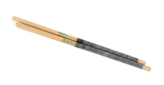 Van Halen 1980s - 1990s Alex Van Halen Stage Used Mismatched Pair of Double Butt Drumsticks