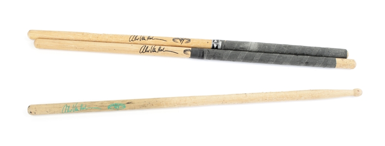 Van Halen 1980s - 1990s Alex Van Halen Stage Used Mismatched Lot of Three Stage-Used Drumsticks