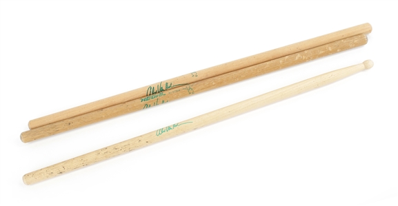 Van Halen 1980s - 1990s Alex Van Halen Lot of Three Stage-Used Mismatched Drumsticks