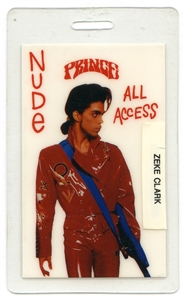 Prince 1990 European Nude Tour All Access Pass Used & Owned By Zeke Clark w/COA