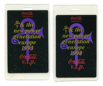 Prince 1993 Lot of 2 New Power Generation Europe VIP Backstage Passes w/COA