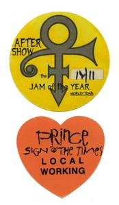 Prince 1987-1997 Lot of 2 Backstage Passes w/COA