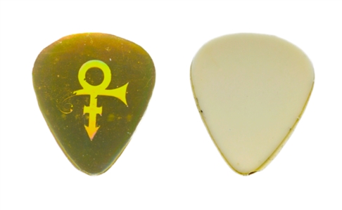 Prince 1990s Single Gold Foiled Coated Symbol Guitar Pick w/COA