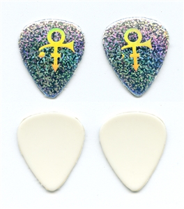 Prince 1990s Two Silver Foiled Coated Gold Symbol Guitar Picks w/COA