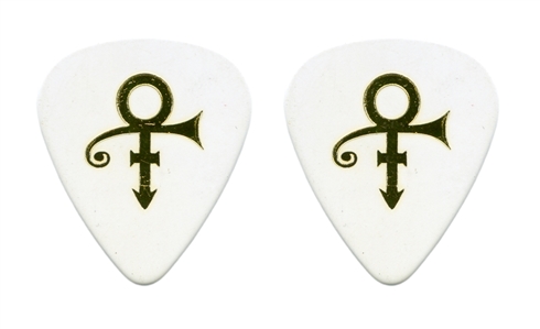 Prince 1990s One Gold Symbol White Guitar Pick w/COA