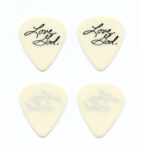Prince 1980s - 1990s Lot of 2 Black Printed Love God White Guitar Picks w/COA