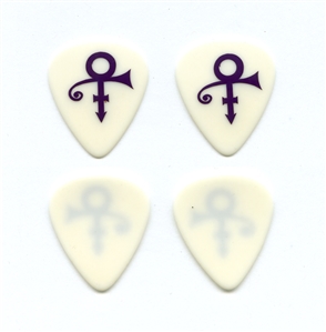 Prince 1990s Lot of 2 Vinyl Applied Purple Love Symbol White Guitar Picks w/COA