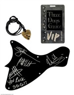 Three Days Grace 2018 Signed Pickguard, VIP Pass & Necklace