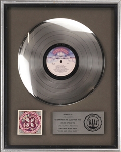 KISS 1976 Rock And Roll Over RIAA Platinum Record Award Presented to Lee Abrams