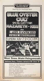 Blue Oyster Cult, Nazareth & KISS 1974 Tennessee Canceled Concert Poster