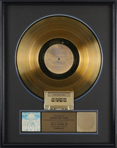 Iron Maiden 1984 Powerslave RIAA Gold Sales Award Presented to Compass Point Studio