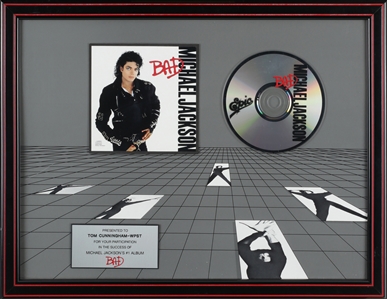 Michael Jackson 1987 Bad In-House Award Presented to Tom Cunningham - WPST