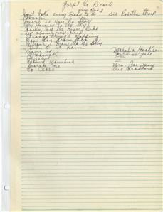 B.B. King Handwritten List of Gospel Songs to Record