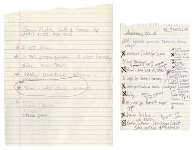 Madonna 1991-2000s Lot of 2 Handwritten To-Do Lists #1 w/COA