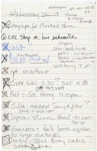 Madonna 1991 Handwritten To-Do List #3 w/COA