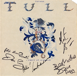 Jethro Tull 1987 Crest of a Knave Band Autographed LP *SLEEVE ONLY*