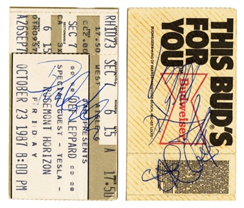 Def Leppard 1987 Chicago 3x Autographed Concert Ticket