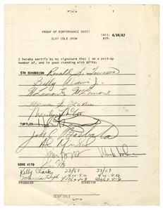The Turtles Flo & Eddie 1967 Clay Cole Show Carbon Copy Performance Sheet