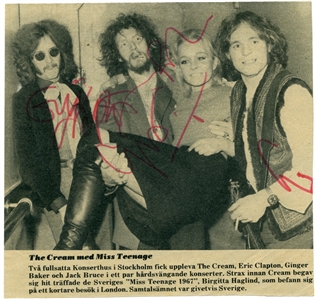 Cream 1967-1968 Autographed Magazine Cut w COA