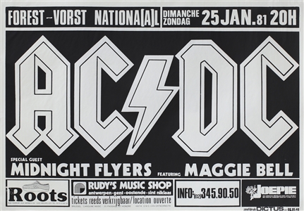 AC/DC 1981 For Those About To Rock World Tour Brussels Concert Poster