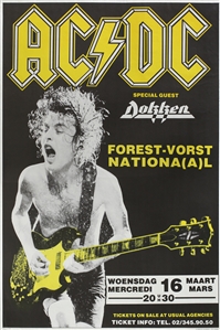 AC/DC 1988 Blow Up Your Video World Tour Brussels Concert Poster