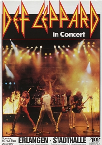 Def Leppard 1983 Pyromania European Tour Erlangen Germany Concert Poster