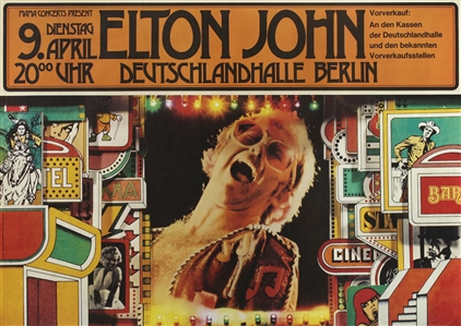 Elton John 1974 Rare Vintage Berlin Germany Concert Poster