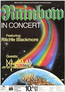 Rainbow 1981 Essen Germany Concert Poster With Def Leppard