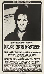 Bruce Springsteen 1978 Randy Tuten Signed San Jose & Berkeley Concert Poster