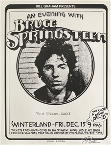 Bruce Springsteen 1978 San Francisco Winterland Concert Poster Signed by Randy Tuten